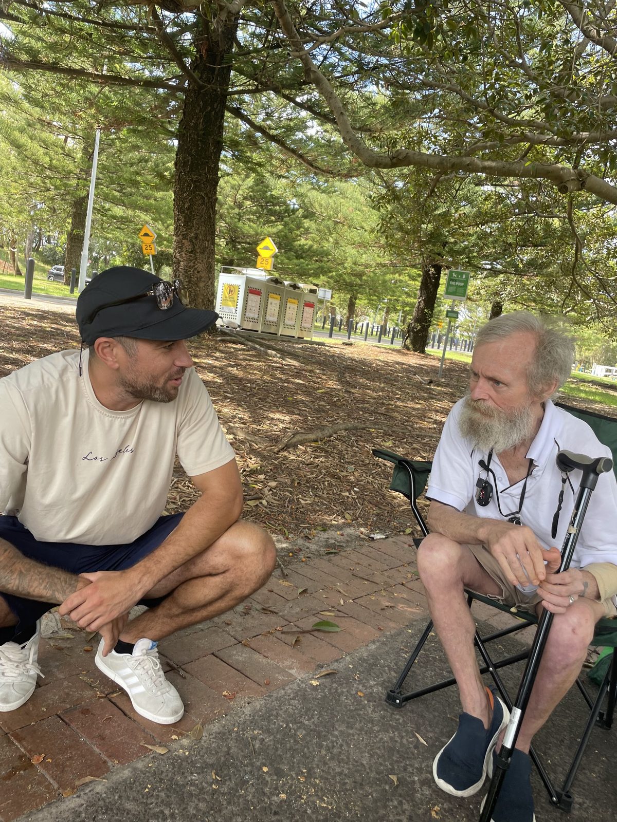 A Tegrity Services coordinator in conversation with an NDIS participant at a South-West Sydney park