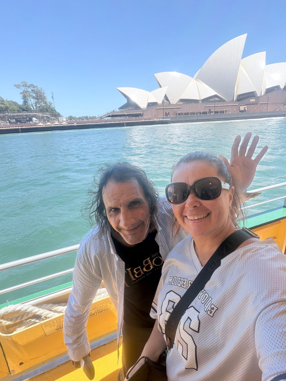 Two participants taking a selfie in front of the Sydney Opera House
